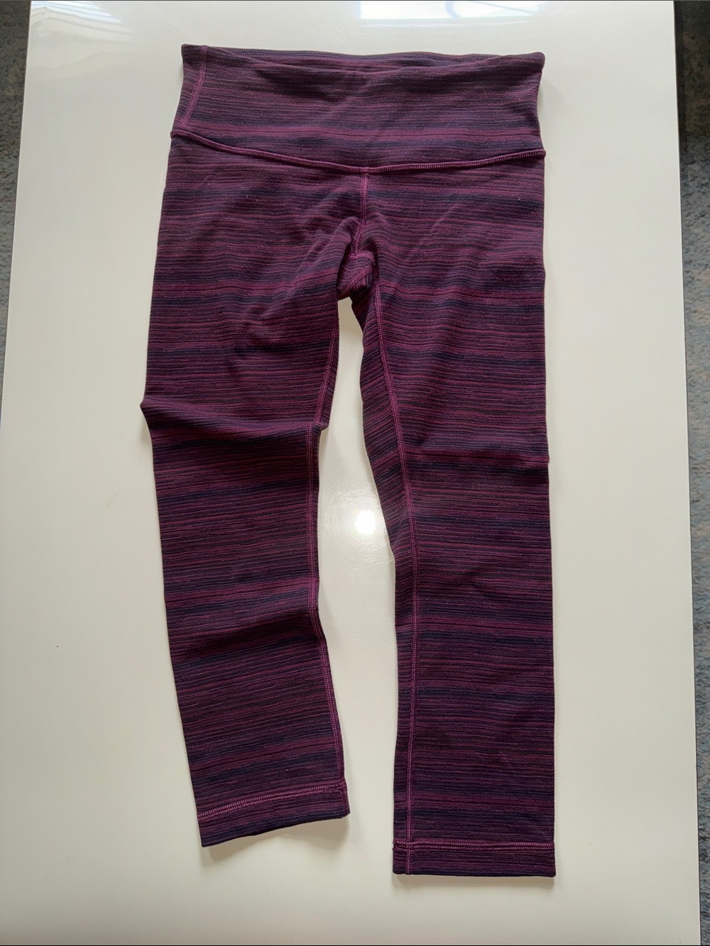 lululemon athletica Plum and Black Striped Capri Leggings